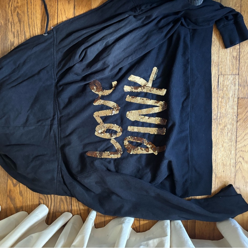 Victoria's Secret Black Hoodie with Gold Accents